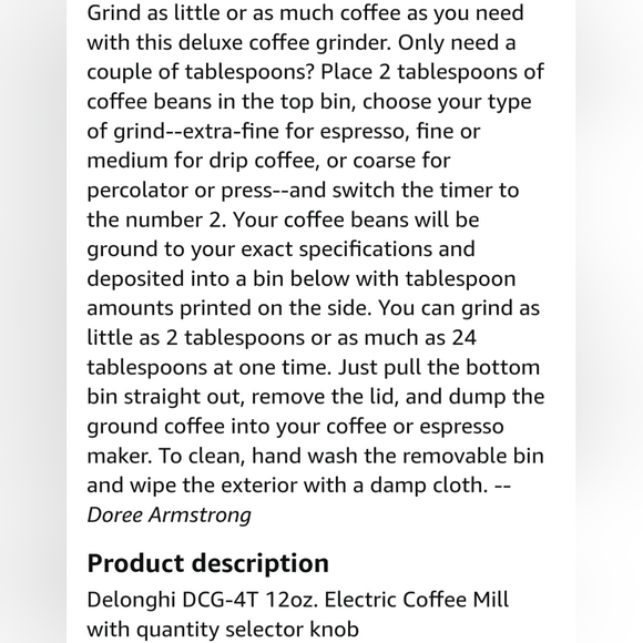 Delonghi Coffee Mill with Timer - Picture 7 of 7